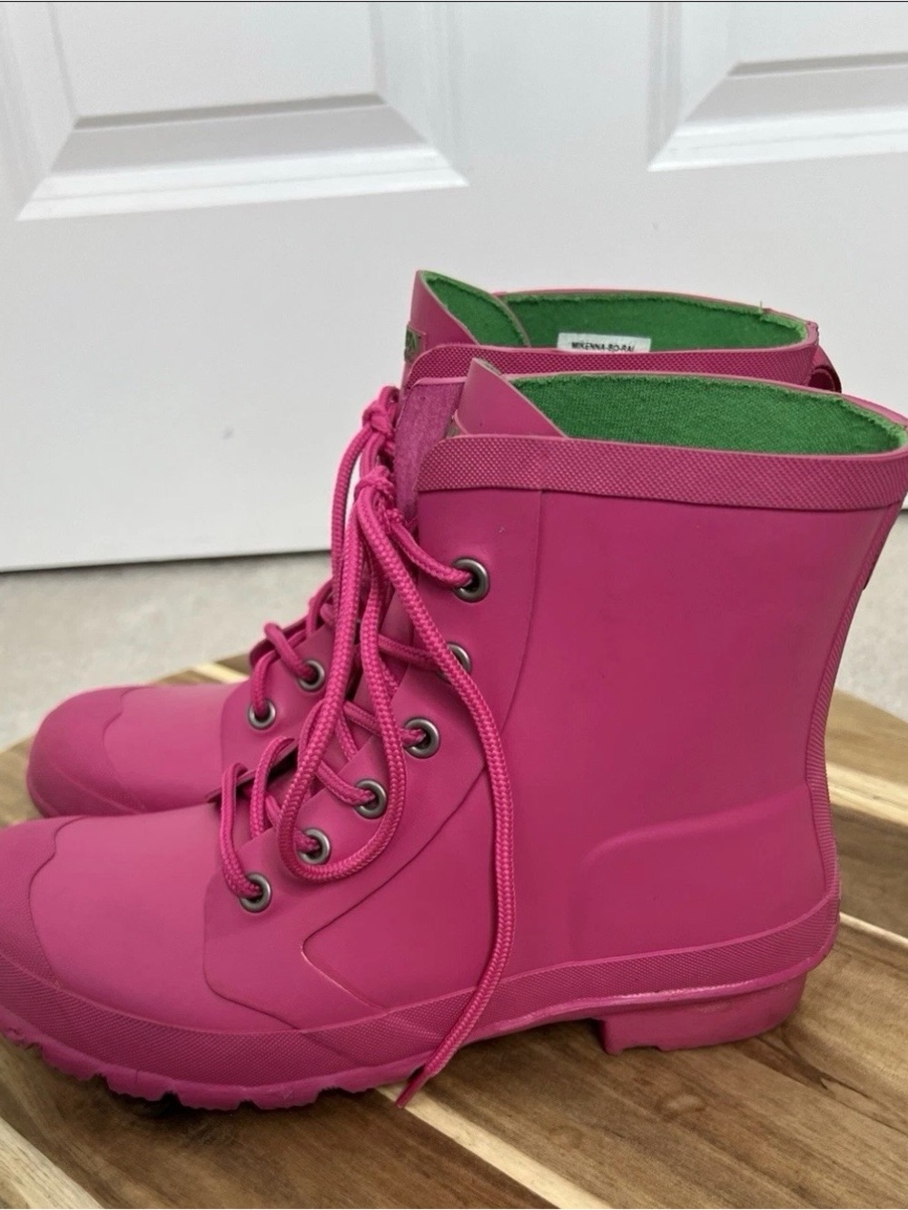 Ralph Lauren Hot Pink Lace-Up Women's Waterproof Boots